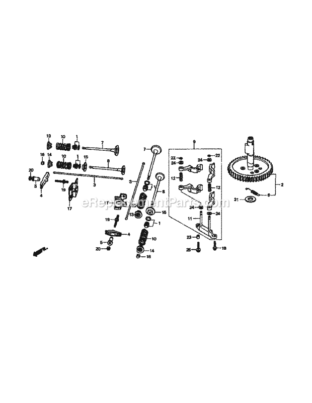 Gxv620k1 Camshaft Diagram and Parts List for M48-HN 53BB5E6V750 Cub Cadet Sprayer